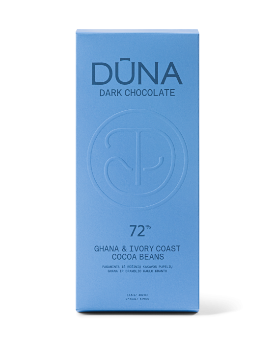 DŪNA Dark Chocolate 72% — Ghana & Ivory Coast cocoa beans