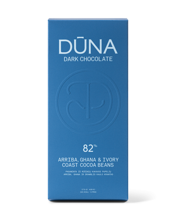 DŪNA Dark Chocolate 82% — Arriba, Ghana & Ivory Coast cocoa beans